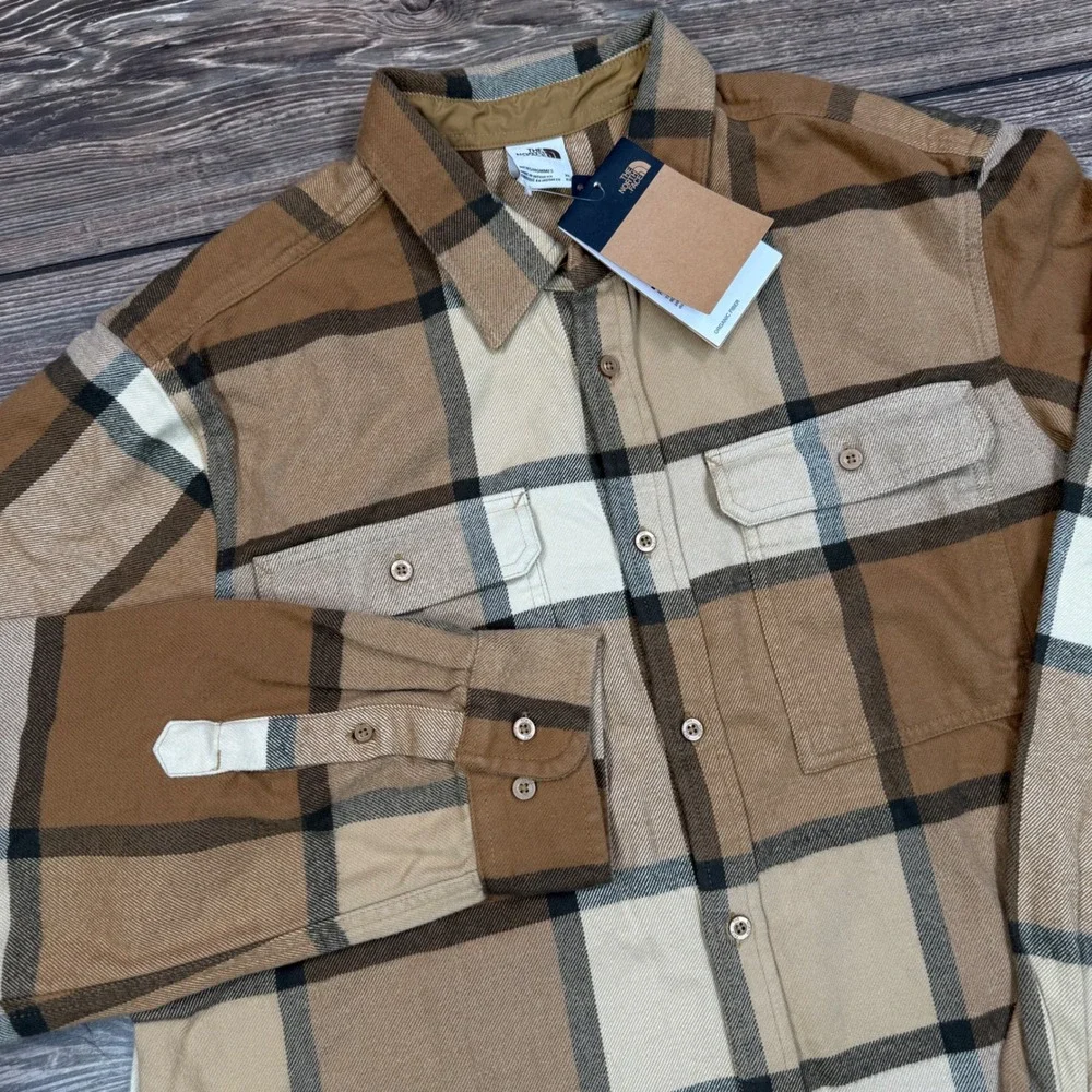 The North Face Mens Arroyo Flannel Utility Brown Plaid Shirt Size XL NEW